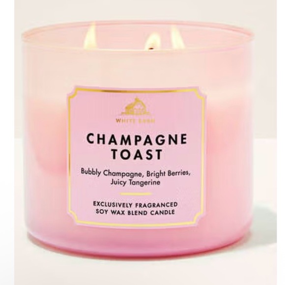 🆕- White Barn- 3- Wick Champagne Toast Blush Candle Jar with Gold Lid - Picture 9 of 9